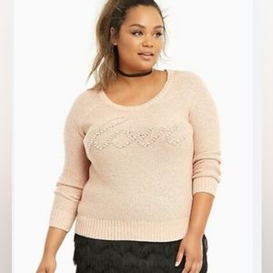 NWOT Torrid "Love" blush light pink Sweater 5xl